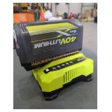 Ryobi 40v 6 ah battery and charger