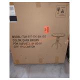 28" Round Tempered Glass Table w/ Dark Brown