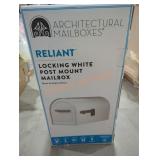 Locking White Post Mount Mailbox