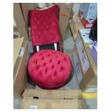Red Velvet High Back Armless Chair