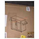 HODEDAH Kitchen Island w/ Spice Rack