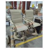 2 swivel chairs light brown