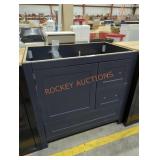 36" x 21.5" x 34" blue vanity base