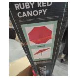 Hampton Bay auto tilt ruby red canopy umbrella