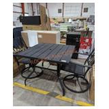 Outdoor table and 2 swivel chairs