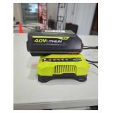 Ryobi 40v 4 ah battery and charger