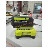 Ryobi 40v 6 ah battery and charger