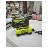Ryobi 40v 6 ah battery and charger
