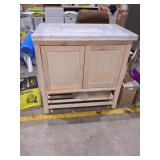 36 in. White wash Vanity with White Marble Top