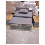42"L Patio Storage Sofa with Storage Tables