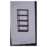 Plastic Rack Shelf with 5 Large Shelves, Black