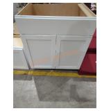 White cabinet base missing top damaged