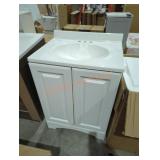 White bathroom sink cabinet
