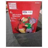 4ft LED Cat and Dog Mistletoe Scene Inflatable