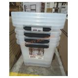 4 Sterilite 30 qt clear totes with lids