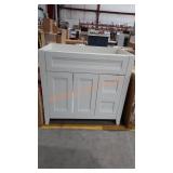 White Bathroom Vanity: No Top: Damaged