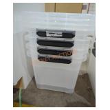 4 Sterilite 30 qt clear totes with lids