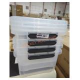 4 Sterilite 20 qt clear totes with lids