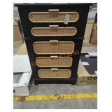 Moskal Chest of Drawers, Black/Rattan