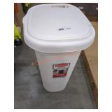 Rubbermaid Oval Touch Top Garbage Can White