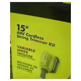 RYOBI 40v 15" Cordless String Trimmer Kit