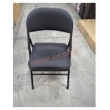 (4) Black Steel Chairs w/ Leather Back/Bottom
