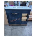 Navy Blue Vanity w/ White Top (Has Damage)