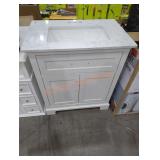 White Vanity w/ White/Gray Marble Top