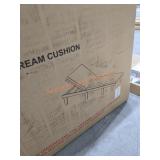 Outdoor Chaise Lounge Teak Finish Cream Cushion