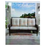 3 seat wicker outdoor patio sofa beige