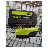 Ryobi 40v 6 ah battery and charger