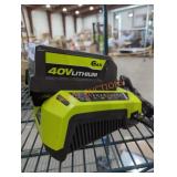 Ryobi 40v 6 ah battery and charger