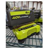 Ryobi 40v 6 ah battery and charger