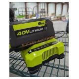 Ryobi 40v 6 ah battery and charger