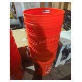 6 5 gallon orange buckets