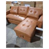 L Shaped Couch, Rusty Orange Color With Storage