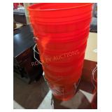 6 5 gallon orange buckets