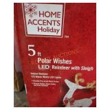 5 Ft Polar Wishes LED Reindeer with Sleigh