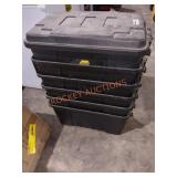 6 Plano 14 Gal. Storage Boxes , Missing Lids;