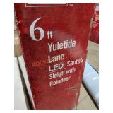 6 Ft Yuletide Lane LED Santa Sleigh with Reindeer