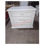 3-Drawer White Night Stand 24" H x 26" x 16"