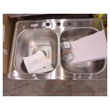 Glacier Bay Double Bowl Kitchen Sink, 33"