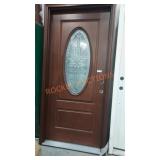 Dark Wood Exterior Door With Oval Window