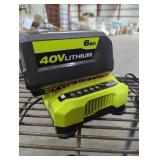 Ryobi 40v 6 ah battery and charger