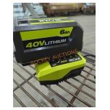Ryobi 40v 6 ah battery and charger