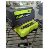 Ryobi 40v 6 ah battery and charger