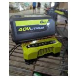 Ryobi 40v 6 ah battery and charger