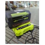 Ryobi 40v 6 ah battery and charger