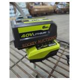 Ryobi 40v 6 ah battery and charger