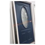 Blue Exterior Door With Oval Window
